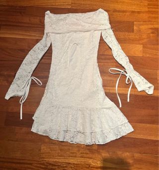 Vestido blanco encaje manga larga