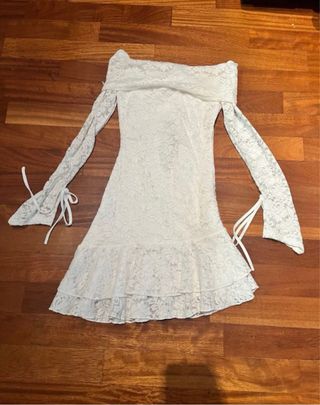 Vestido blanco encaje manga larga