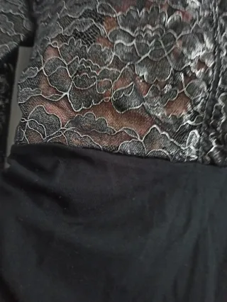 Body fiesta encaje negro y plateado