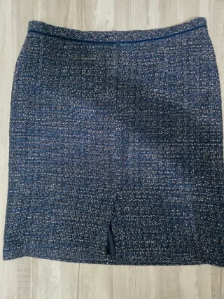 Chaqueta ANTEA azul tweed con flecos