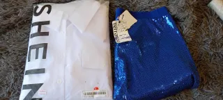 Completo Capodanno L: Pantalone Blu e Camicia Bian