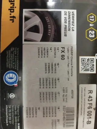 Cadena para  ruedas de nieve o hielo