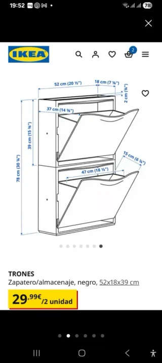 Pack 4 Zapateros IKEA TRONES Negro