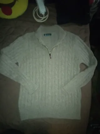 Jersey lana hombre trenzado cremallera M/L