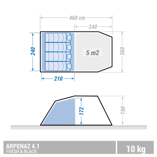 Tienda de campaña familiar 4 personas Quechua Arpenaz 4.1