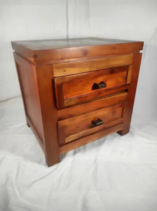 Mesita de noche madera y piedra