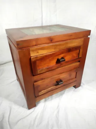 Mesita de noche madera y piedra