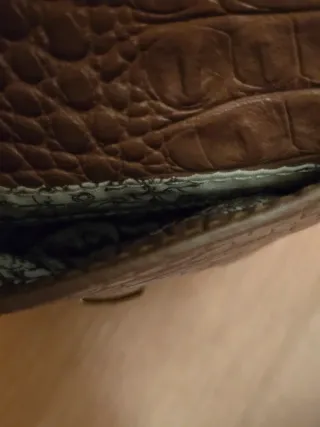 Mini Bolso Piel Marrón Cocodrilo Cadena Dorada