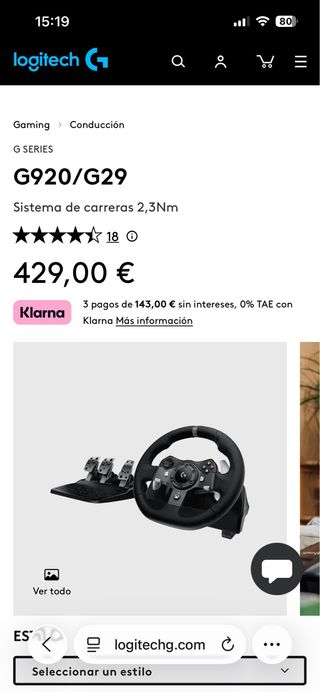 Volante Logitech G29 con pedales y palanca