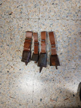 Lote 4 Cencerros con collares cuero