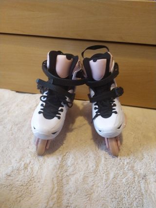 Patines en línea rosas y blancos 35_38