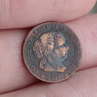 1/2 cto. 1867 Barcelona - Isabel II - Cobre