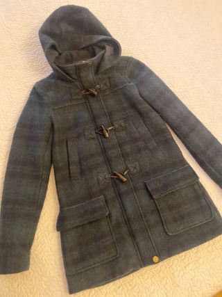 Abrigo trenca cuadros azul y negro