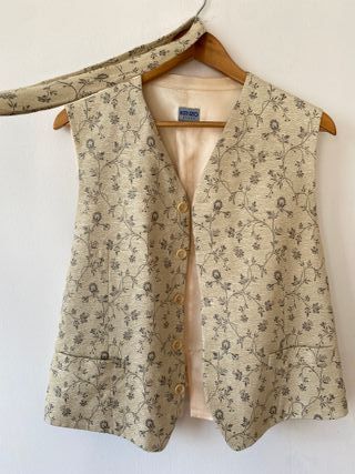 Chaleco y corbata KENZO beige y gris
