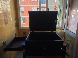 Barbacoa a leña negra y plateada