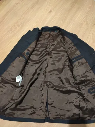 Traje hombre lana marrón raya diplomática Zara T.L