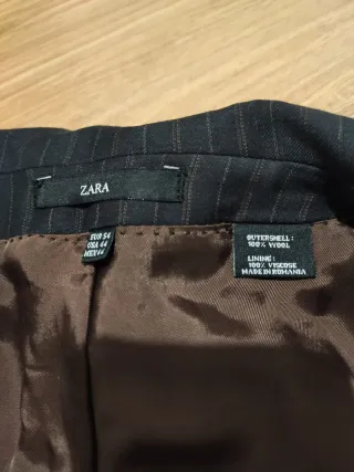 Traje hombre lana marrón raya diplomática Zara T.L