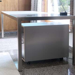 Mesa cristal 250cm oficina/comedor acero