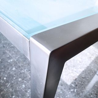 Mesa cristal 250cm oficina/comedor acero