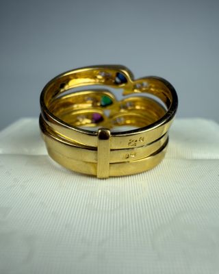 Anillo Oro 18K Corazón Zafiro Esmeralda Rubí Diama
