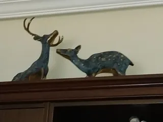 Pareja de Ciervos Decorativos bronce en azul y dor