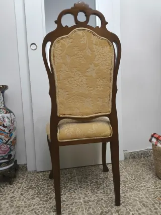 Conjunto 6 Sillas Madera Tapizadas Beige