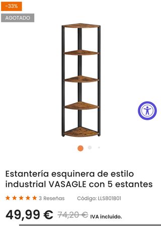 Estantería esquinera VASAGLE con estantes