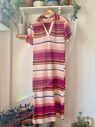 Vestido de punto largo a rayas