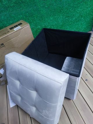 SONGMICS LSF0516W02 Puff Almacenaje 38 x 38 x 40 cm, 37 L