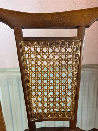 Set 3 Sillas Madera Vintage Cuero