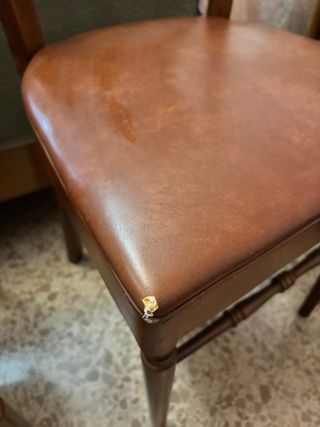 Set 3 Sillas Madera Vintage Cuero