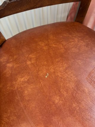 Set 3 Sillas Madera Vintage Cuero