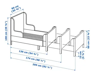 Cama extensible blanca infantil