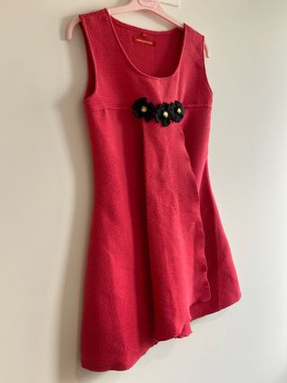 Vestido pichi rosa flores negras Talla M