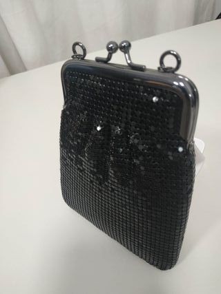 Bolso Fiesta Lentejuelas Negro Cadena