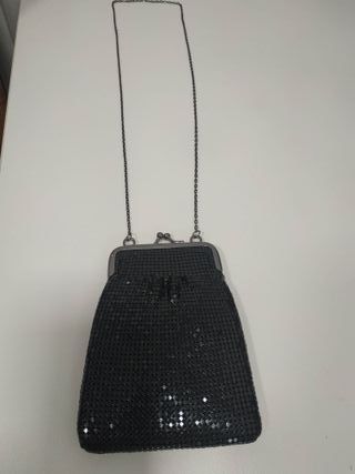Bolso Fiesta Lentejuelas Negro Cadena