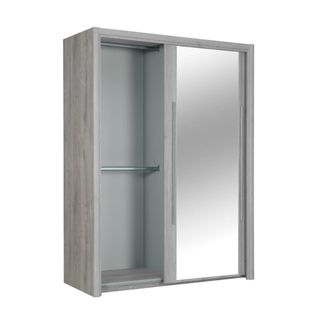 Armario CYRUS puertas correderas espejo Roble gris