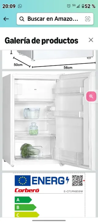 Nevera con congelador de Corberó 3 años. pequeña