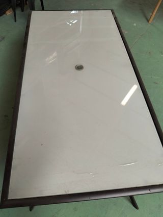 Mesa Acero Cristal Chillvert Palermo 180 x 90 x 73