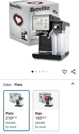 Cafetera para latte y capuchino Breville Prima