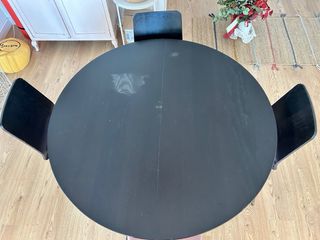 Mesa redonda extensible 115-165cm + 4 sillas