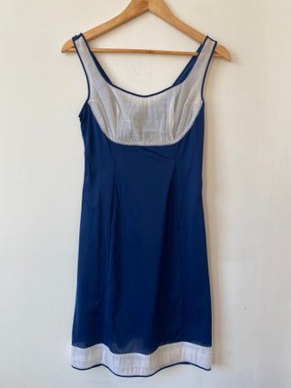Vestido lencero vintage azul y blanco