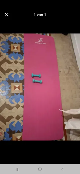 Alfombra yoga rosa y 2 pesas Decathlon