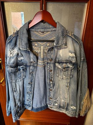 Cazadora vaquera artesanal con flecos