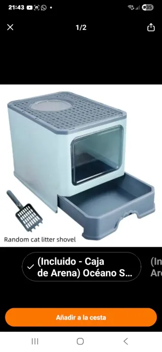 Caja Arena Gatos Cerrada con Pala