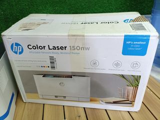HP Color Laser 150nw 4ZB95A, Impresora Láser Monofunción A4 a color, impresión a doble cara manual, Wi-Fi, Ethernet, USB 2.0 alta velocidad, Compatible con HP Smart App, Panel de control LED, Blanca
