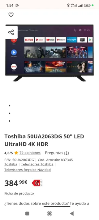 Toshiba 50 Smart TV 4K UHD LED