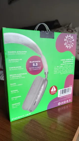 ZIU Z-MAX Auriculares Bluetooth 5.3 Plata/Blanco