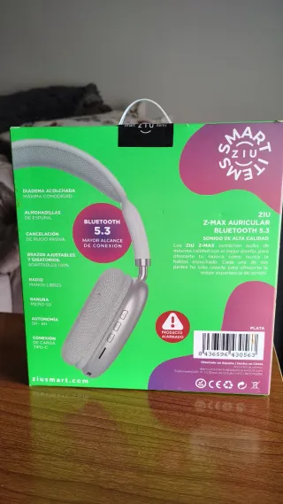 ZIU Z-MAX Auriculares Bluetooth 5.3 Plata/Blanco