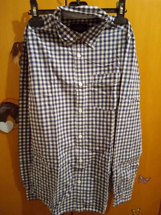 Camisa cuadros verde y negra T.S